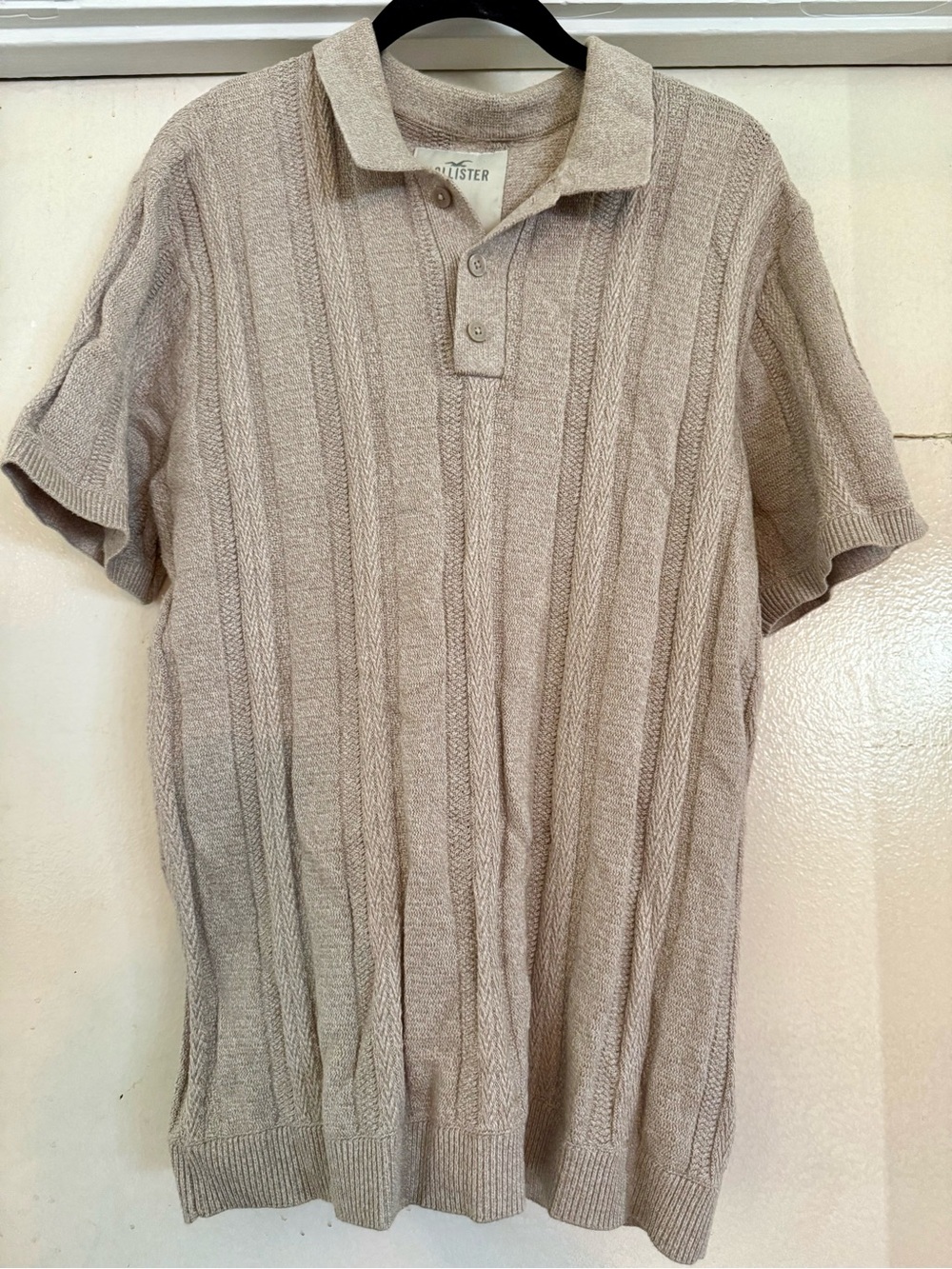Hollister Beige Cable Knit Polo Shirt